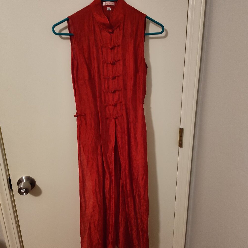 Size XS - Red Sleeveless Tang Suit Set by Lindsey.